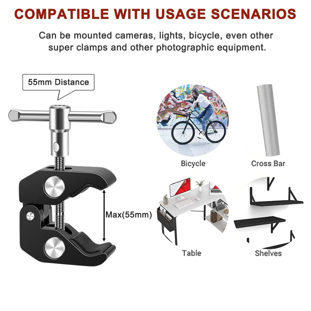 YUGAM Magic Articulating Adjustable Arm with 1/4" Tripod Screw for DSLR Camera, LCD Monitor, LED Lights, Flash Light, Microphone
