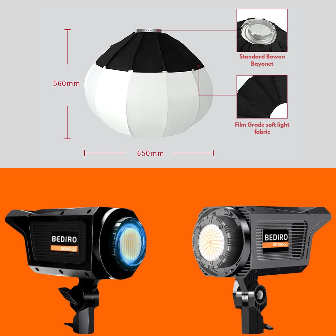 YUGAM 400 Watt LED Softbox Lighting Kit with Lantern Diffuser, Lights and Tripods, Remote Control (Pack of 2)