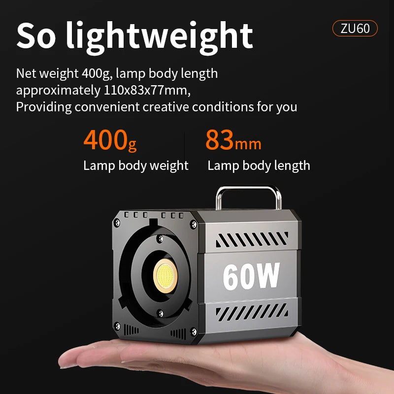 Yugam ZU60 LED fill light handheld COB light dual color 60w+ Dual Battery Handle
