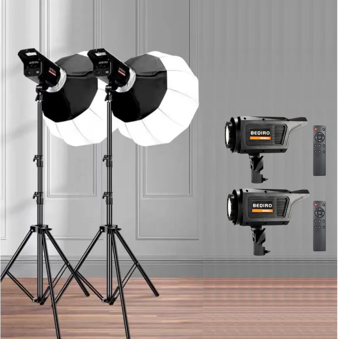 YUGAM 400 Watt LED Softbox Lighting Kit with Lantern Diffuser, Lights and Tripods, Remote Control (Pack of 2)