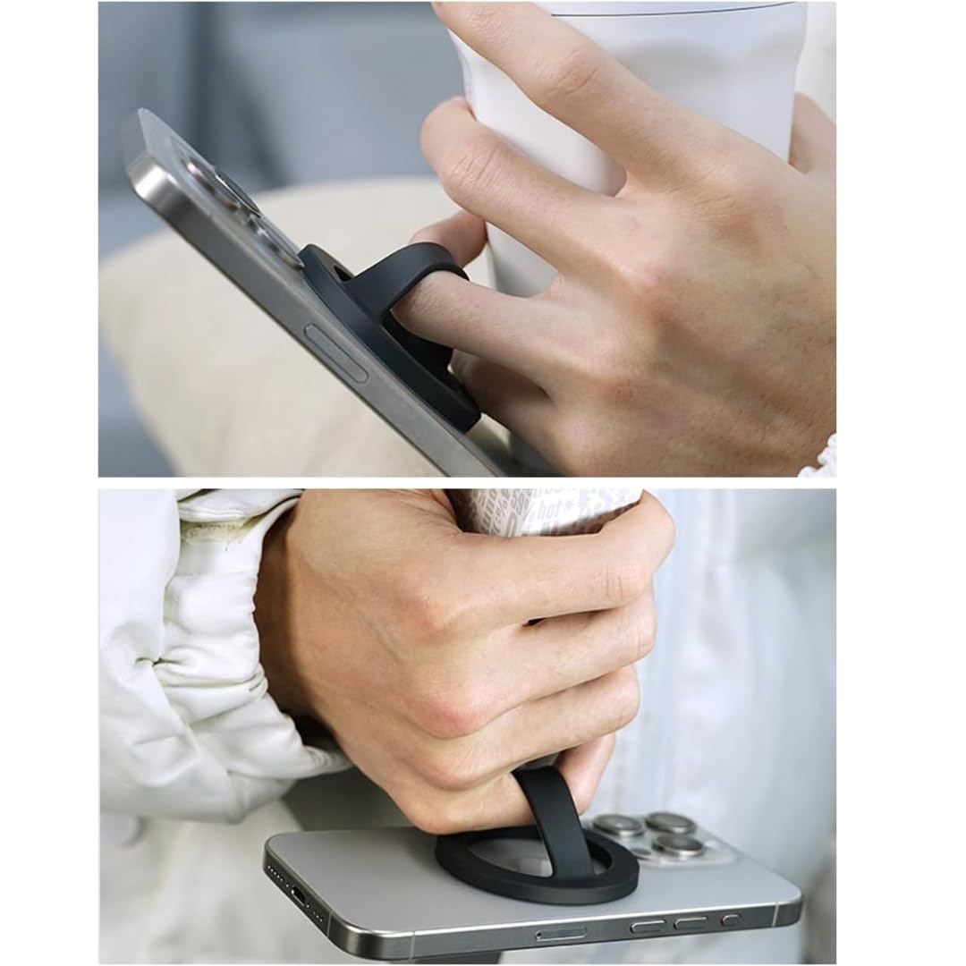 Phone Grip, Compatible with MagSafe, Removable Loop Grip with Silicone Soft Finger Strap, Phone Ring Holder