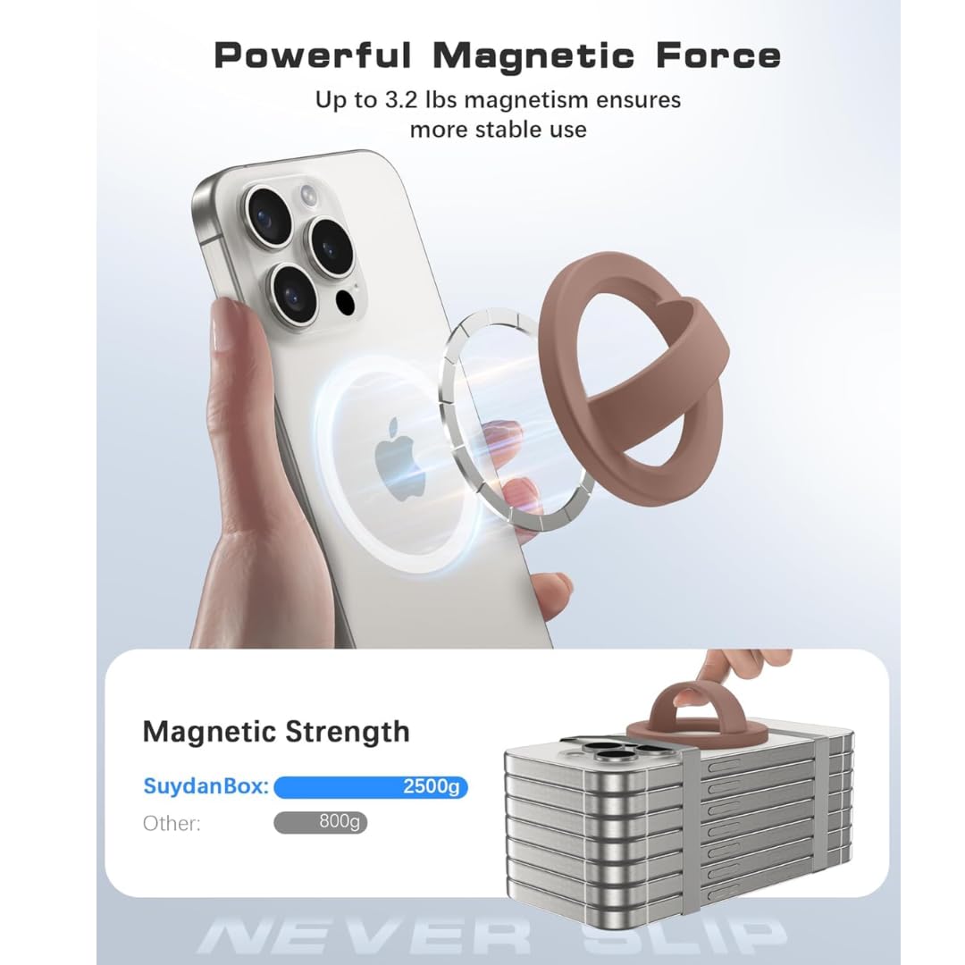 Phone Grip, Compatible with MagSafe, Removable Loop Grip with Silicone Soft Finger Strap, Phone Ring Holder