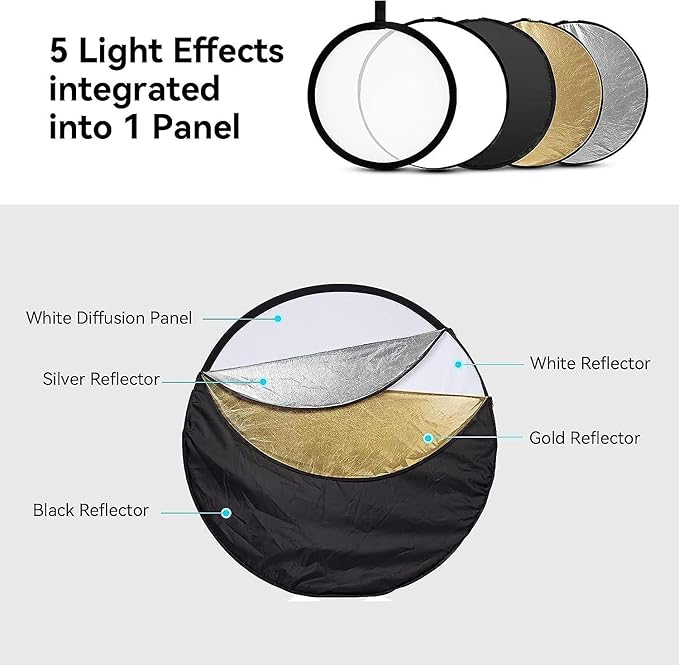 YUGAM 42" 110cm 5-in-1 Foldable Circular Light Reflector Set