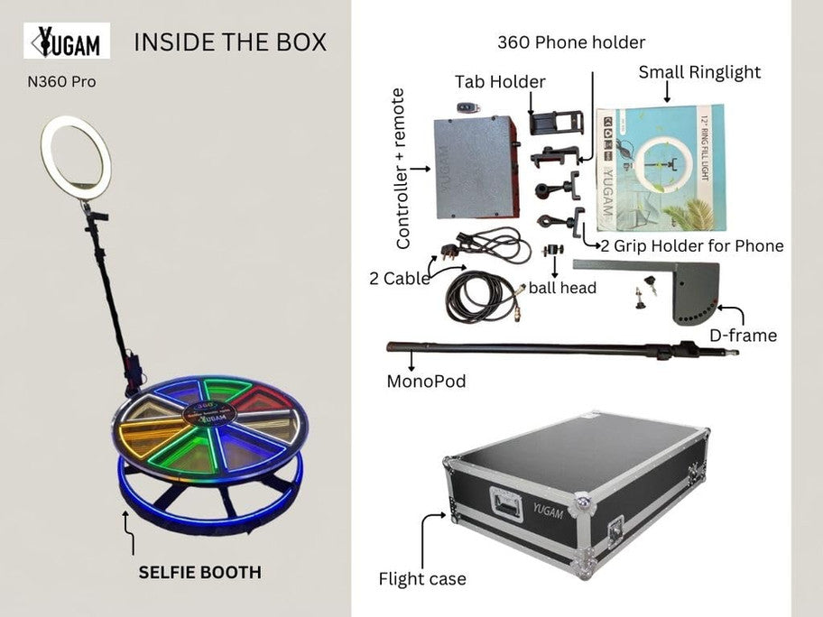 YUGAM N360 PRO 30" Heavy Photo Booth Neon Machine Selfie booth with