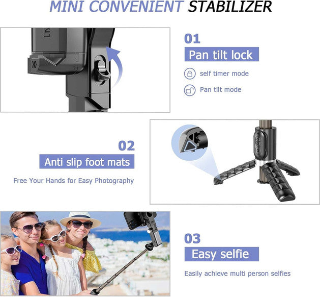 YUGAM Q-18 Gimbal Stabilizer, Extendable Auto Balance Selfie Stick Tripod