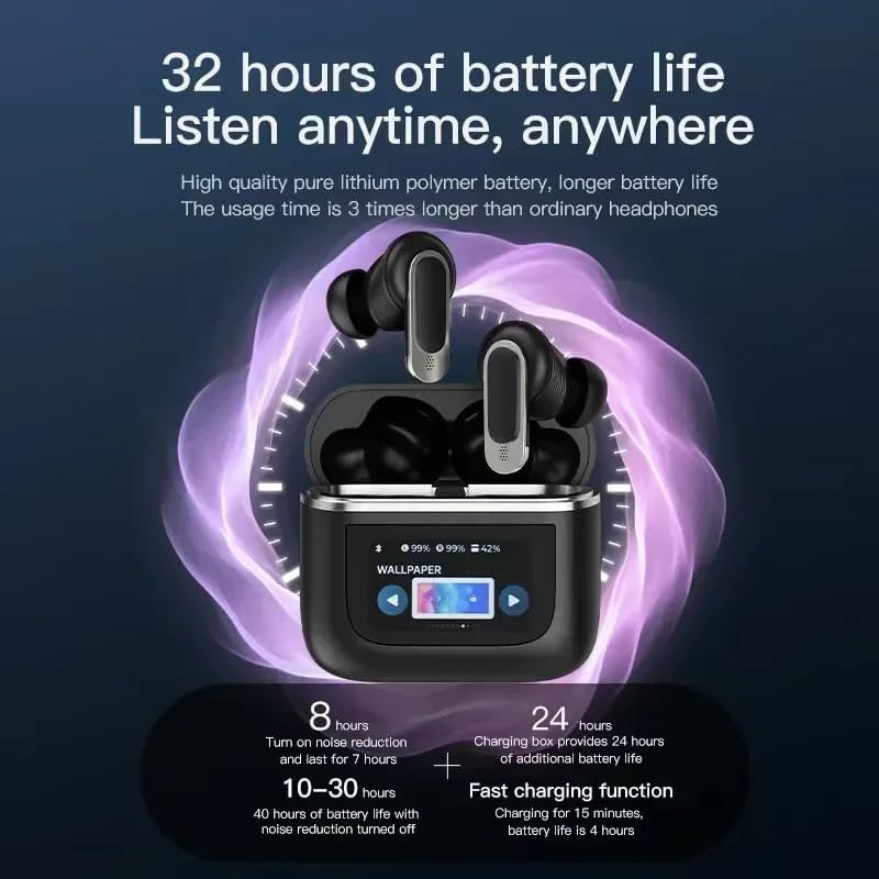 YUGAM Tour Pro 2 True Wireless Earbuds with Touch Screen Control Display, 6 Mics