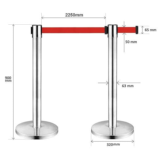 Yugam Queue Manager , 202 Grade Extendable 2.25 mtr Hook Type Steel Barricade