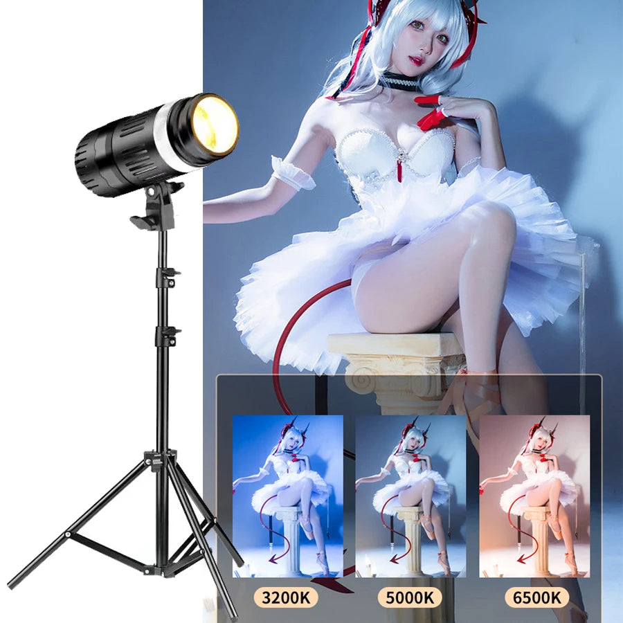 YM-80 LED Spotlight Studio Video Light 6500K Brightness COB Photography Lighting for Live Streaming Portrait Product Professional