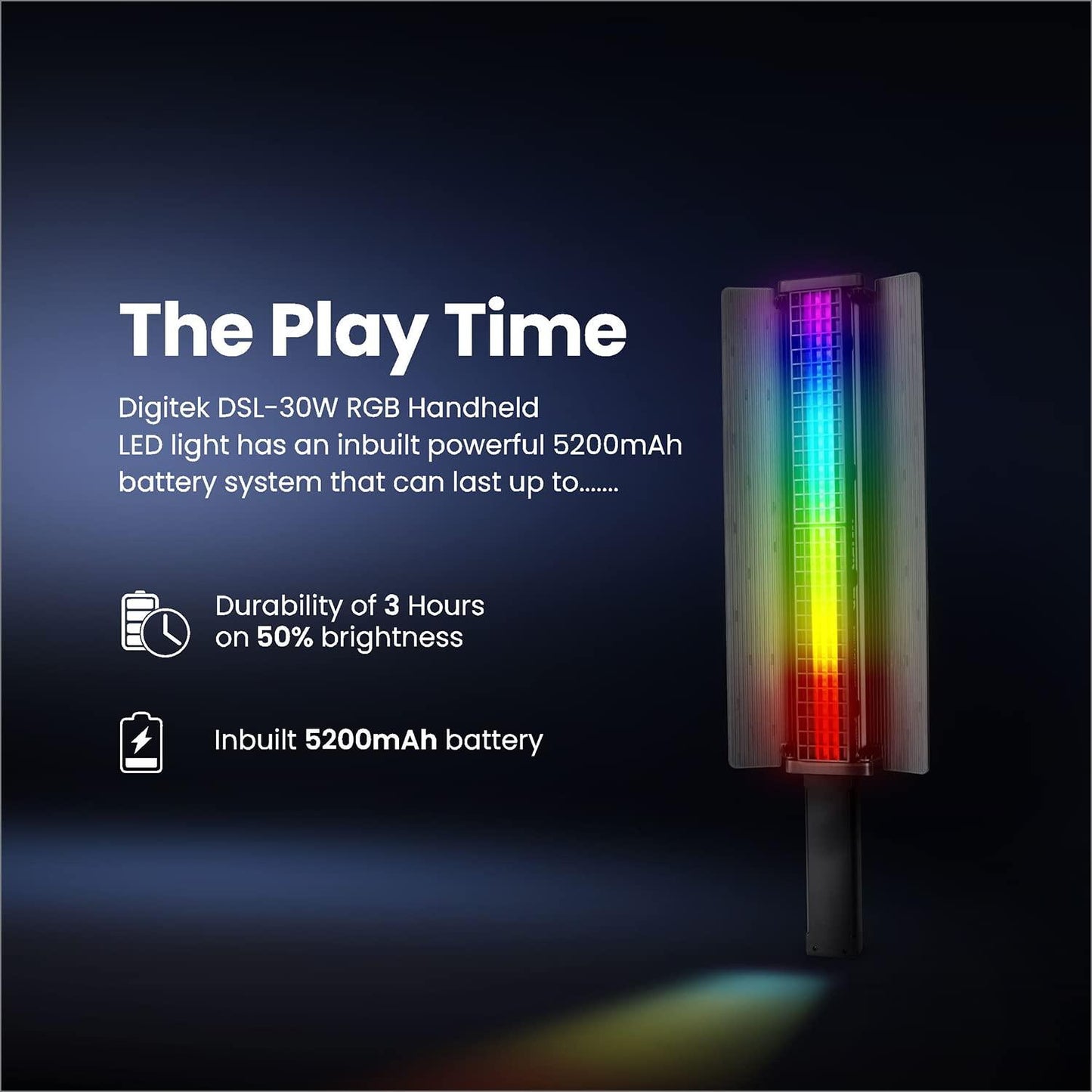 DIGITEK® (DSL-30W RGB) Stick Light Portable Handheld RGB LED Light With Grip