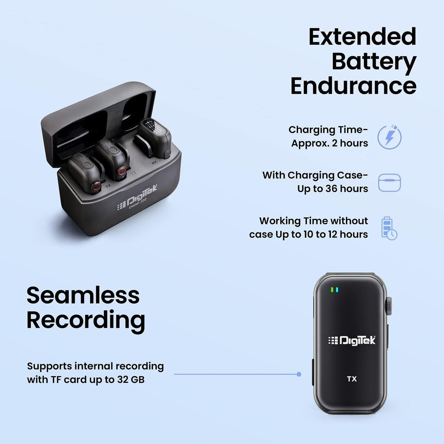 Digitek (DWM-102) Professional Wireless Microphone System for Smartphone & DSLR