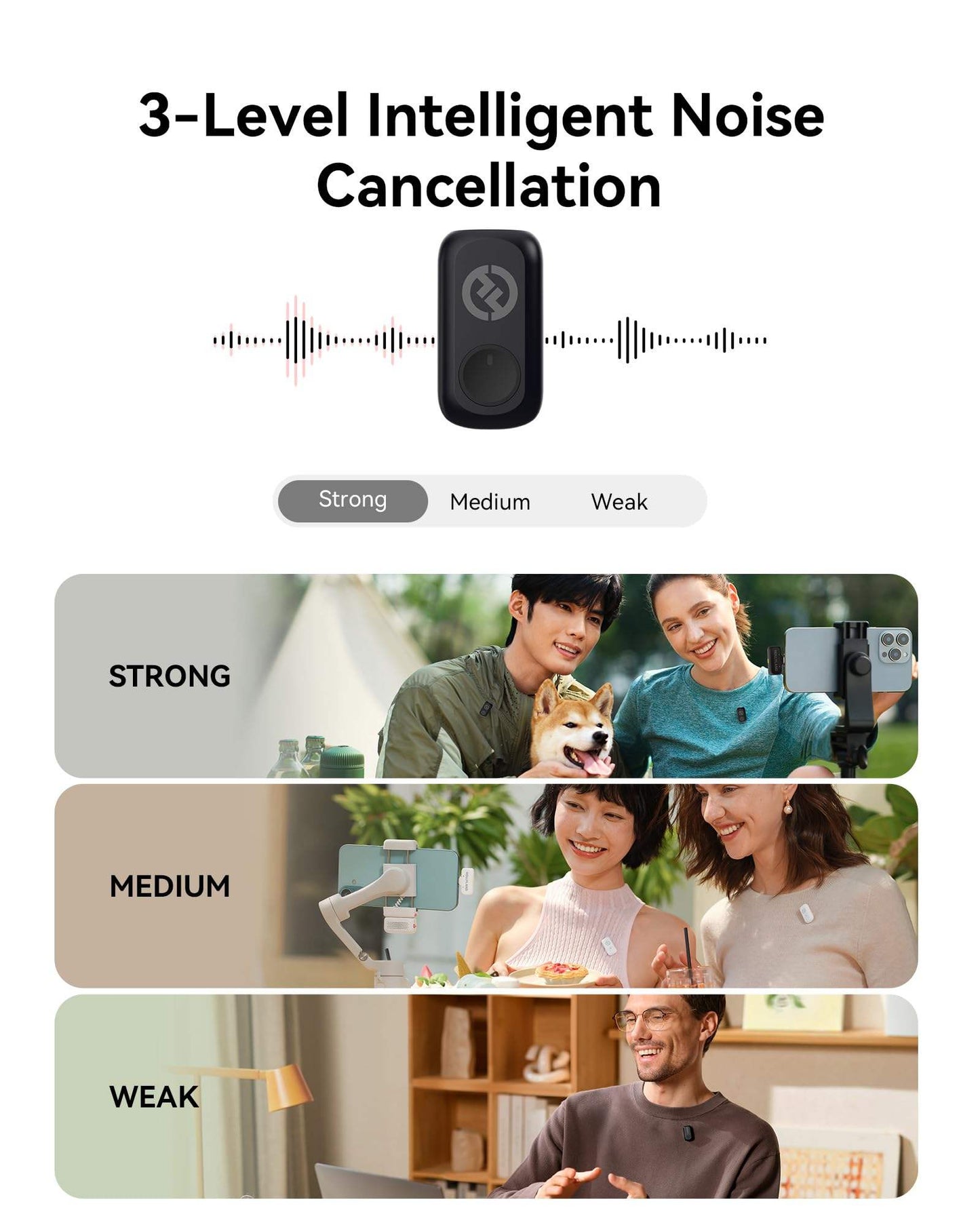 Holyland Lark A1+ Combo Wireless Microphone for iPhone Android - 3-Level Noise Cancel, 200m Range