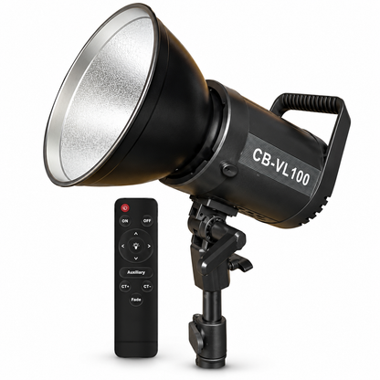 YUGAM CB-VL100W Photo & Video LED Light | Bowens Mount, 360° Free Rotation | Studio Fill Light for Professional Photography | Bi- Colour, 3200K-5500K Dimmable Remote Control - Warm White