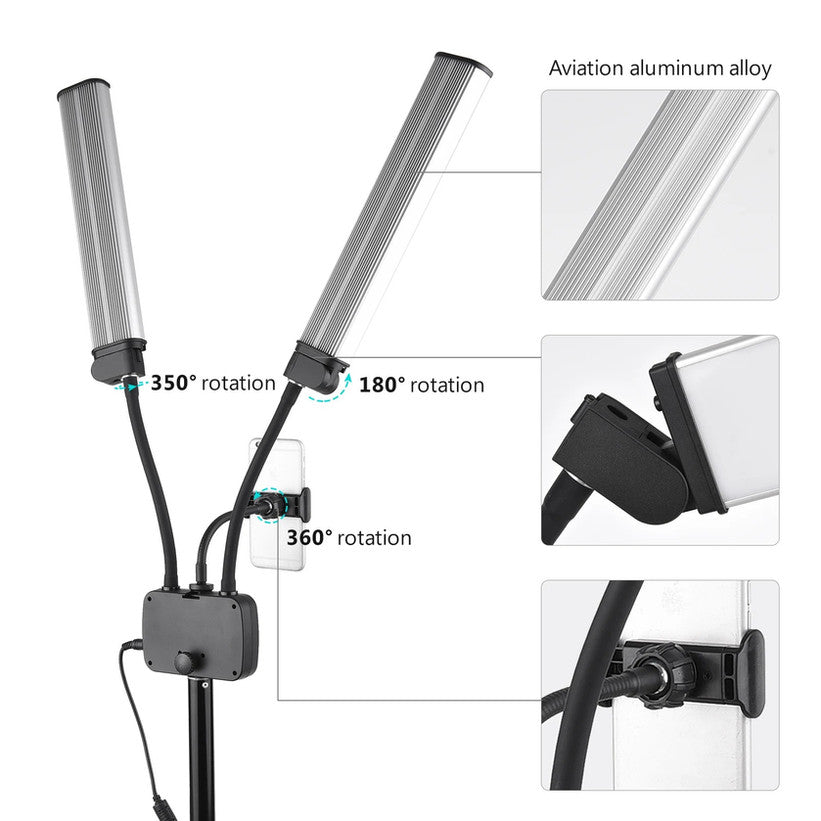 YUGAM 2 ARM Fill Beauty Light flexible arm Brightness and Temperature Control  (With Tripod)