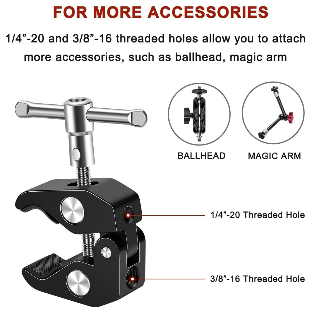 YUGAM Magic Articulating Adjustable Arm with 1/4" Tripod Screw for DSLR Camera, LCD Monitor, LED Lights, Flash Light, Microphone