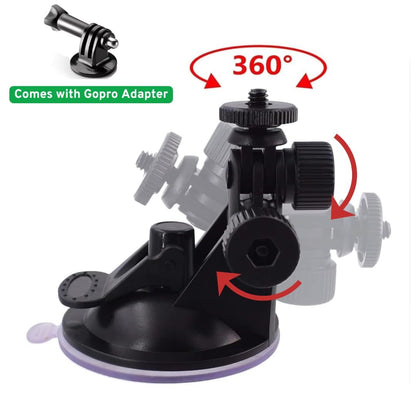 YUGAM SC01 Windshield Suction Cup Mount with 1/4″ Tripod Adapter – Compatible with GoPro, Mobile Phones & Action Cameras