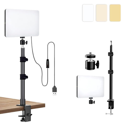 YUGAM 11-inch LED Video Light Panel, USB Powered, 3200K-5600K, with Adjustable Desk Mount Stand for Studio Photography | Video Recording | Conference | YouTube (Light with Desk Mount)