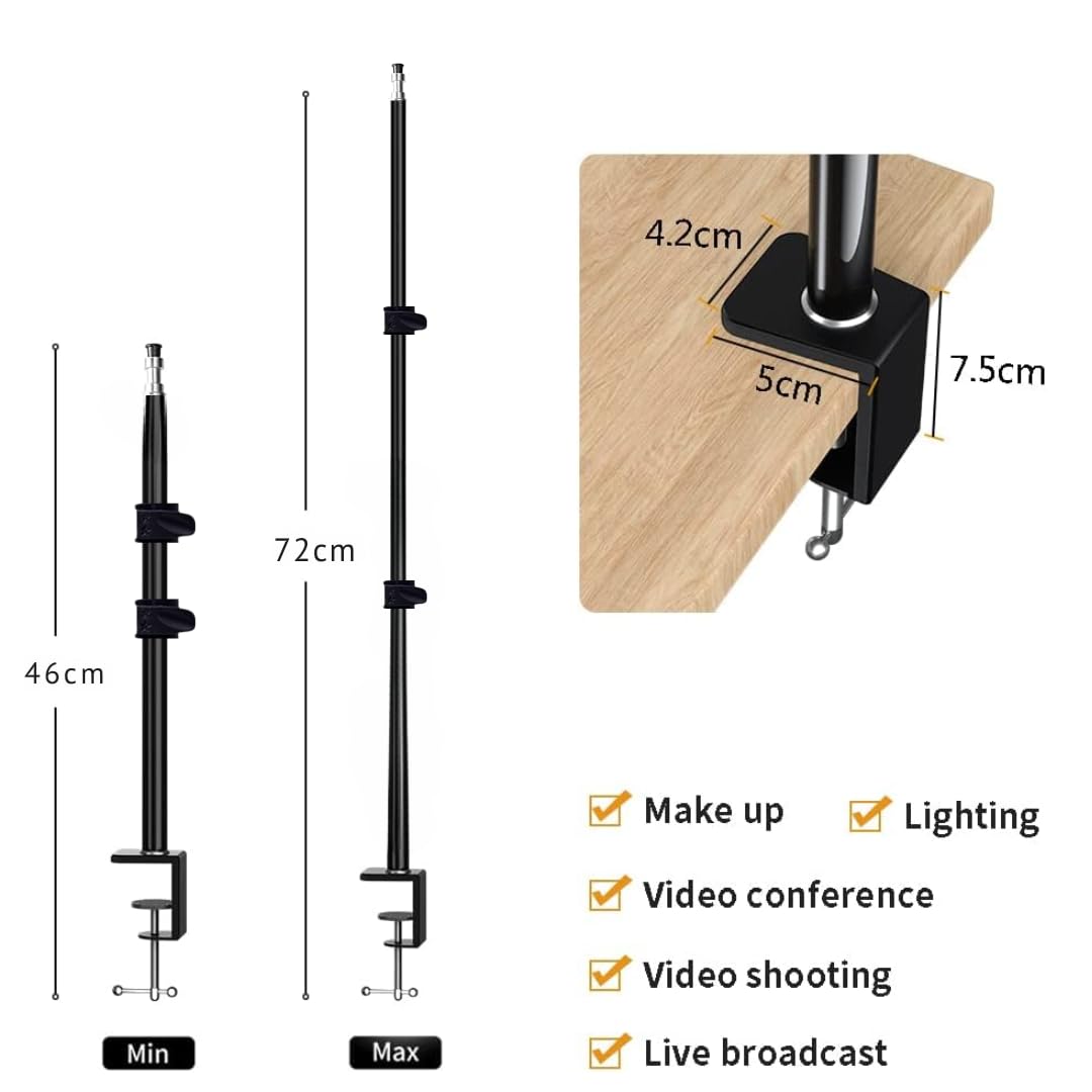 YUGAM 11-inch LED Video Light Panel, USB Powered, 3200K-5600K, with Adjustable Desk Mount Stand for Studio Photography | Video Recording | Conference | YouTube (Light with Desk Mount)