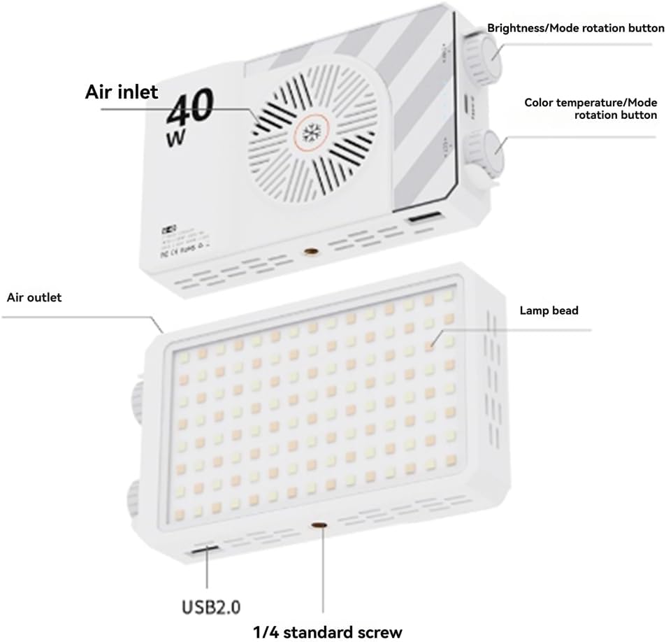 YUGAM 40W Portable LED Photography Light with Adjustable Temperature Small Pocket Selfie Led Light with Mini Tripod (U-40)
