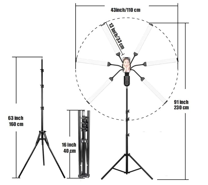 YUGAM 6 ARM Fill Beauty Light (With Tripod)