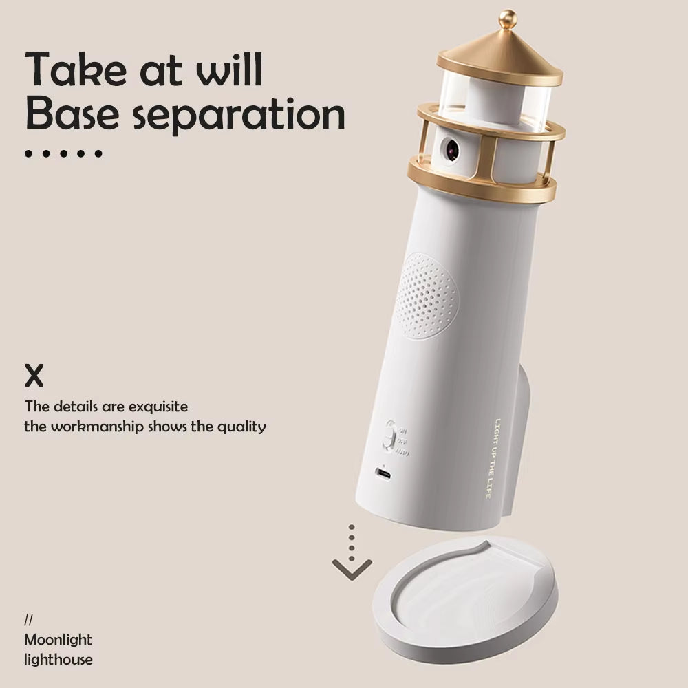 Lighthouse Light Moon Lamp Projector Night Light Rechargeable Music Remote Control Decoration LED Table Lamp