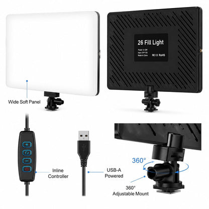 11-Inch USB LED Panel Light for Video, Dimmable, 3 Color Modes Adjustable Brightness for YouTube, Live Streaming, Makeup and Product Shoots