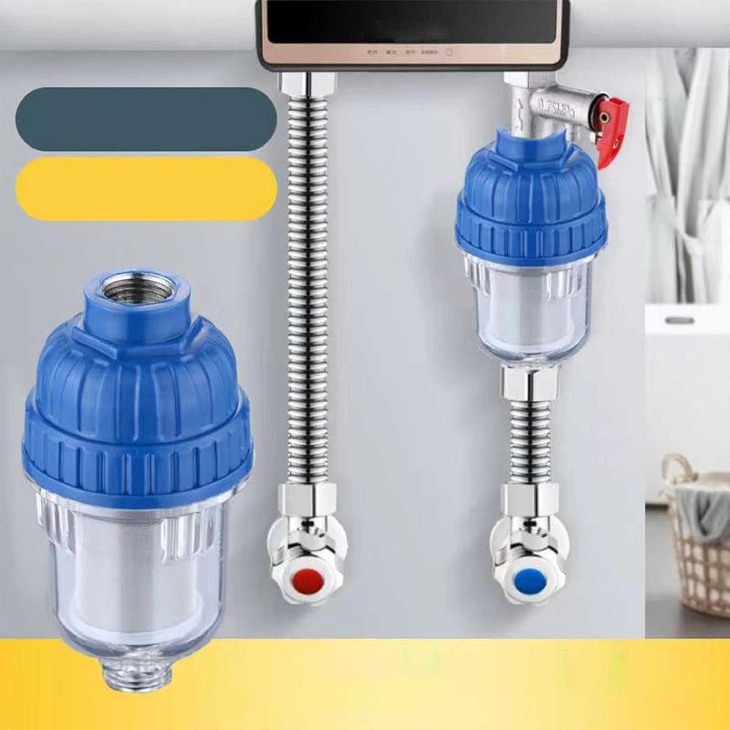 Household Water Heater Inlet Filter with 316 Stainless Steel Mesh | 40 Micron Fine Filter | 2.2 cm Inner Diameter | Anti-Rust Pre-Filter for Water Heater, Washing Machine & Under Sink