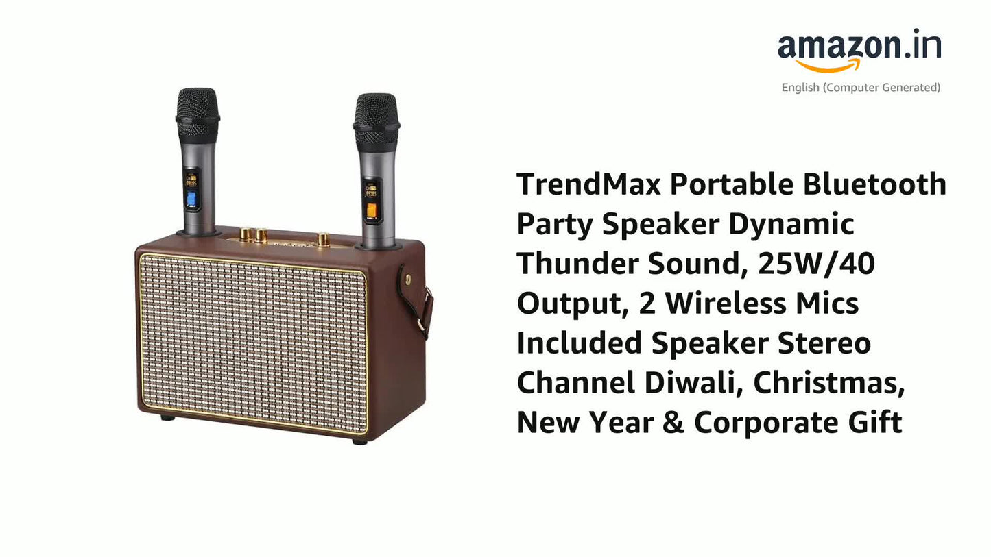 Portable Bluetooth Party Speaker Dynamic Thunder Sound, 25W/40 Output, 2 mic