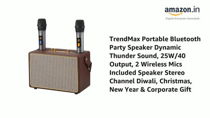 Portable Bluetooth Party Speaker Dynamic Thunder Sound, 25W/40 Output, 2 mic