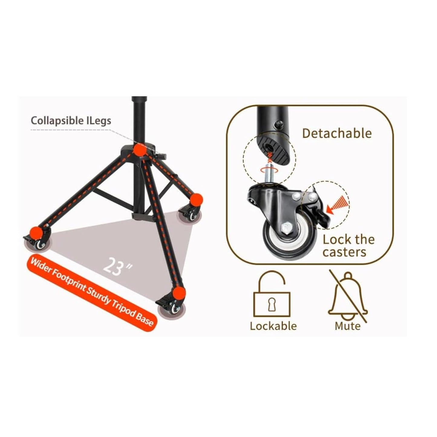 6FT Heavy Duty Projector Tripod Stand with Wheels, Adjustable Laptop Floor Stand with Tray, Rolling Projector Stand for Laptop, Projector, Tablet, DJ Equipment, Online Meetings, Live Streaming