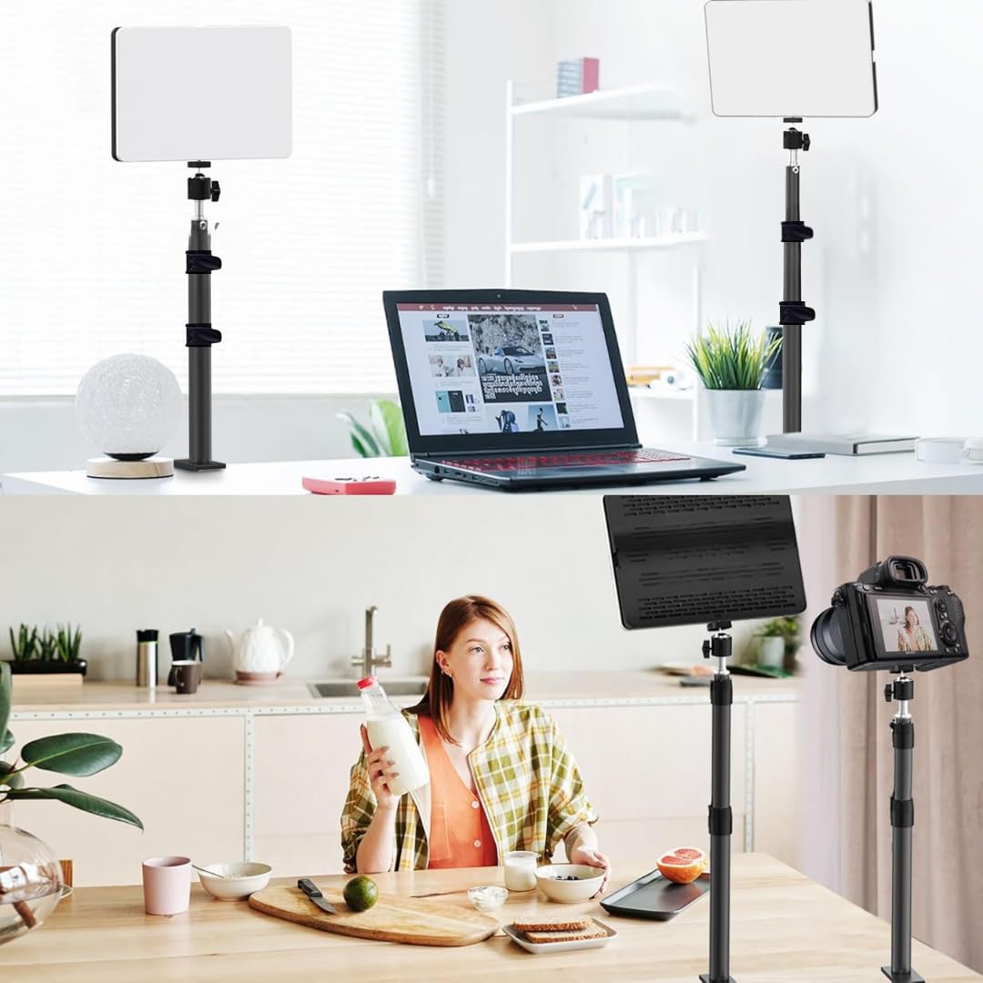 YUGAM 11-inch LED Video Light Panel, USB Powered, 3200K-5600K, with Adjustable Desk Mount Stand for Studio Photography | Video Recording | Conference | YouTube (Light with Desk Mount)