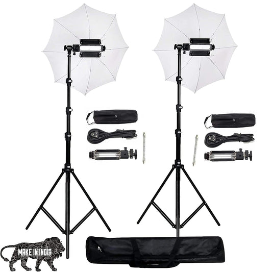 YUGAM Heavy Duty Porta Umbrella Light Kit with Umbrella | 9ft Stand | Free Stand Bag | 1000W Halogen Tube with Carry Bag for Professional Lighting Photography Shoot (Pack of 2)