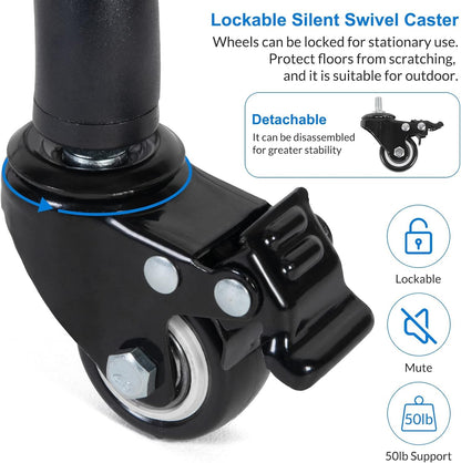 Metal PW5 Wheel Projector Tripod Stand, Laptop/Mobile stand, Portable Height up to 5 feet Tiltable Rolling Laptop with Phone Holder, DJ,Office Multi-Purpose