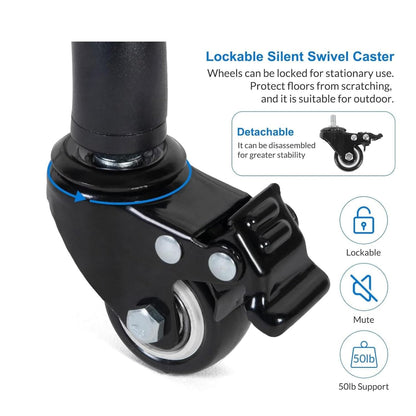 6FT Heavy Duty Projector Tripod Stand with Wheels, Adjustable Laptop Floor Stand with Tray, Rolling Projector Stand for Laptop, Projector, Tablet, DJ Equipment, Online Meetings, Live Streaming
