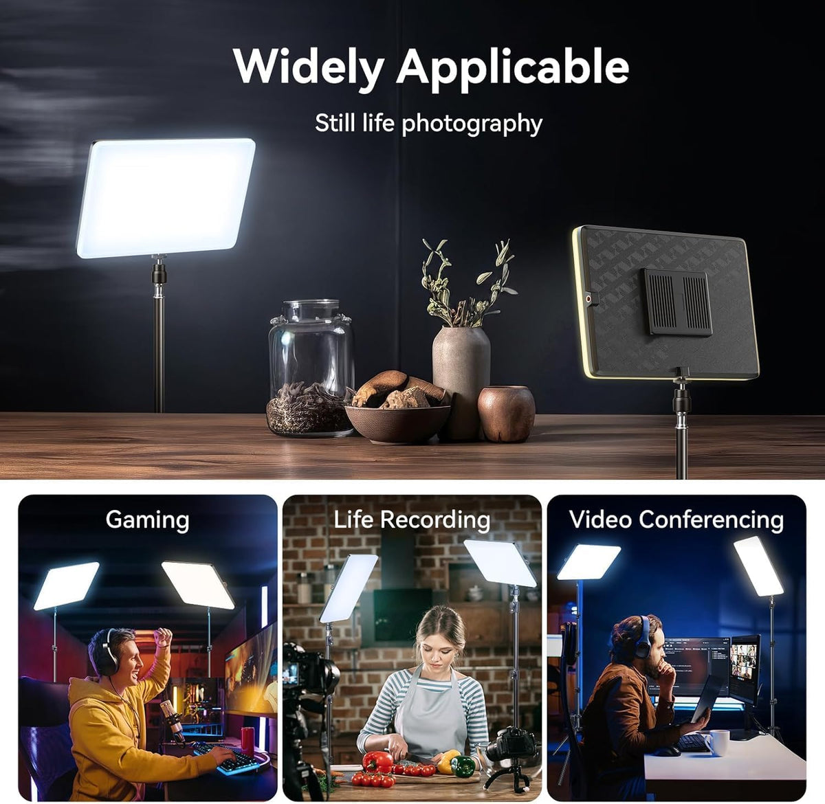 11-Inch USB LED Panel Light for Video, Dimmable, 3 Color Modes Adjustable Brightness for YouTube, Live Streaming, Makeup and Product Shoots