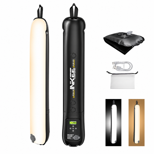 INKEE 12W Bi-Color Inflatable LED Tube Light GC12, Handheld 2700K-6500K LED Video Light Wand with 18.5Wh Lithium Battery for Video Recording Photography Lighting Stick