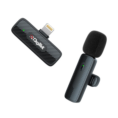Digitek® (DWM-007 PRO) Wireless Microphone & Receiver with Lightning Connector, 2.4GHz Frequency, 4Hr Battery, 20m Range, Compatible with iPhone & iPad