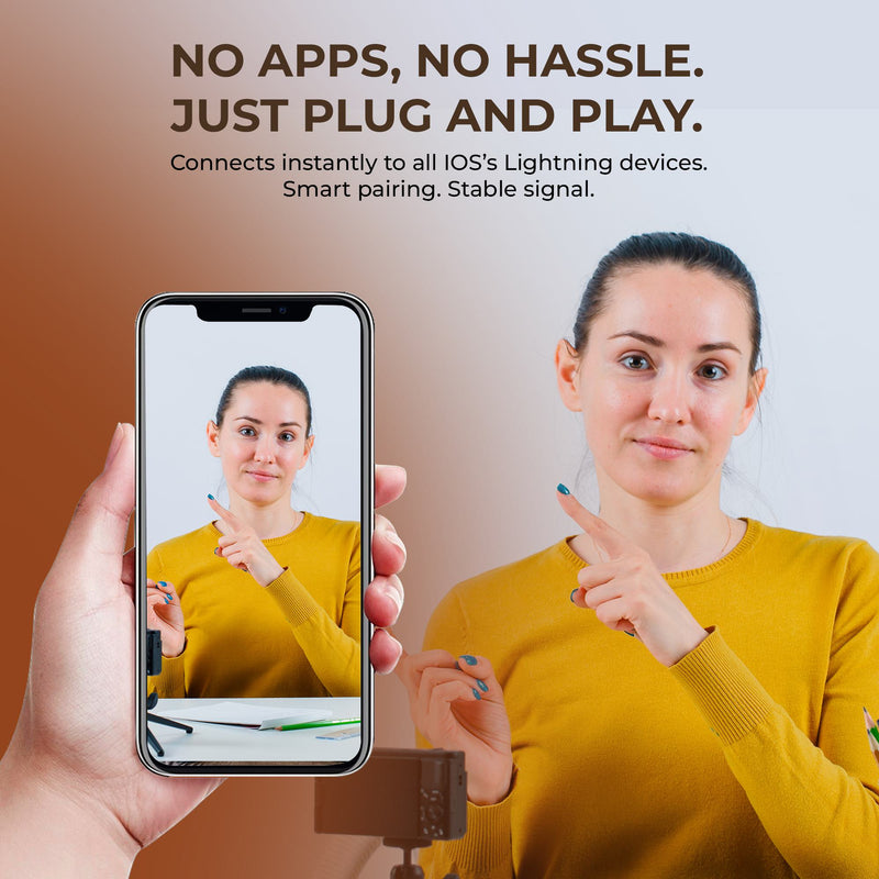 Digitek® (DWM-007 PRO) Wireless Microphone & Receiver with Lightning Connector, 2.4GHz Frequency, 4Hr Battery, 20m Range, Compatible with iPhone & iPad