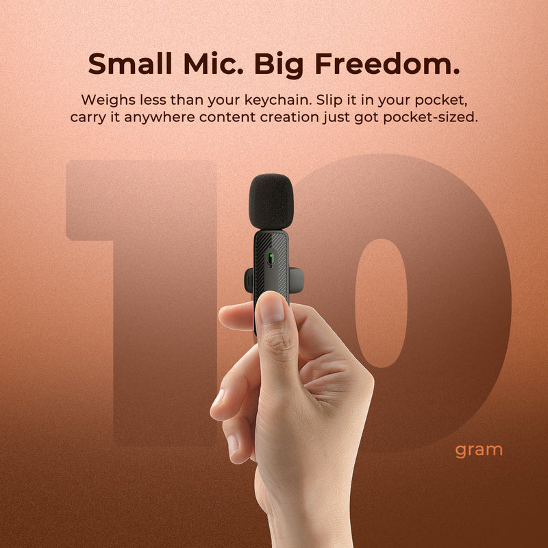 Digitek® (DWM-007 PRO) Wireless Microphone & Receiver with Lightning Connector, 2.4GHz Frequency, 4Hr Battery, 20m Range, Compatible with iPhone & iPad