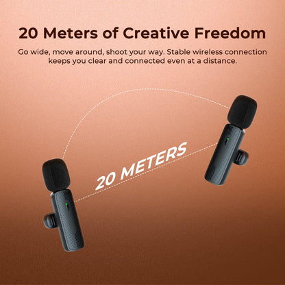 Digitek® (DWM-007 PRO) Wireless Microphone & Receiver with Lightning Connector, 2.4GHz Frequency, 4Hr Battery, 20m Range, Compatible with iPhone & iPad