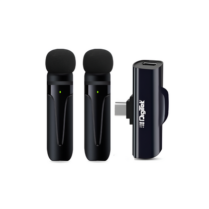 Digitek (DWM 003) Wireless Microphone with Receiver Set, 2 Mics + 1 Receiver, Type C Connector, 4 Hours Continuous Use