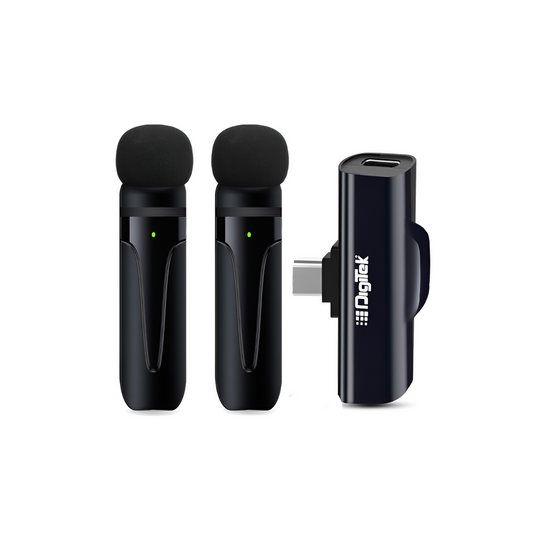 Digitek (DWM 003) Wireless Microphone with Receiver Set, 2 Mics + 1 Receiver, Type C Connector, 4 Hours Continuous Use