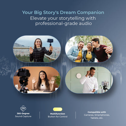 DIGITEK® (DWM-116) 2-in-1 Wireless Microphone, 2.4GHz,Magnetic Collar Clip, 360° Sound Capture, 40m Range