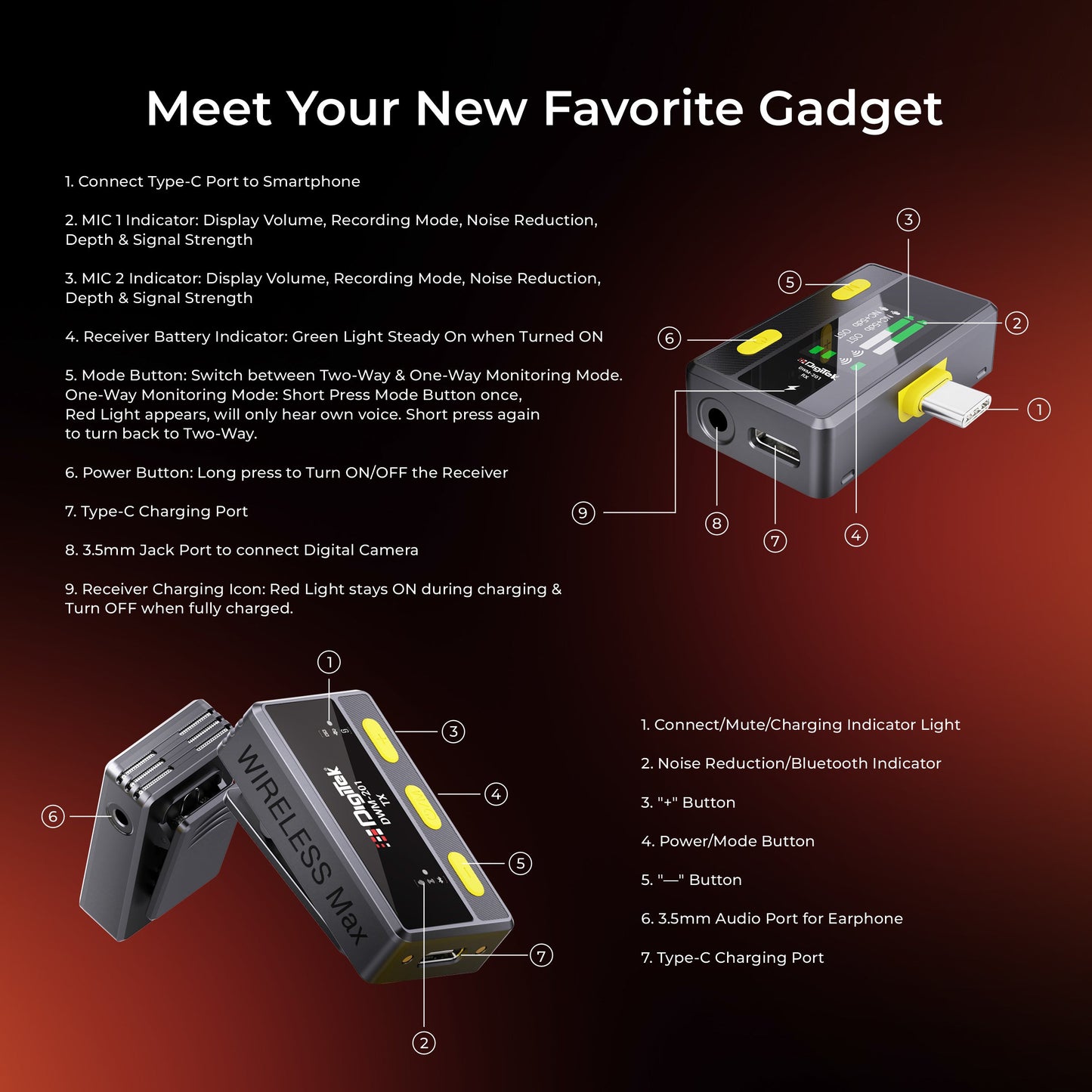 Digitek DWM-201 Wireless Microphone System with Remote & Noise Cancellation