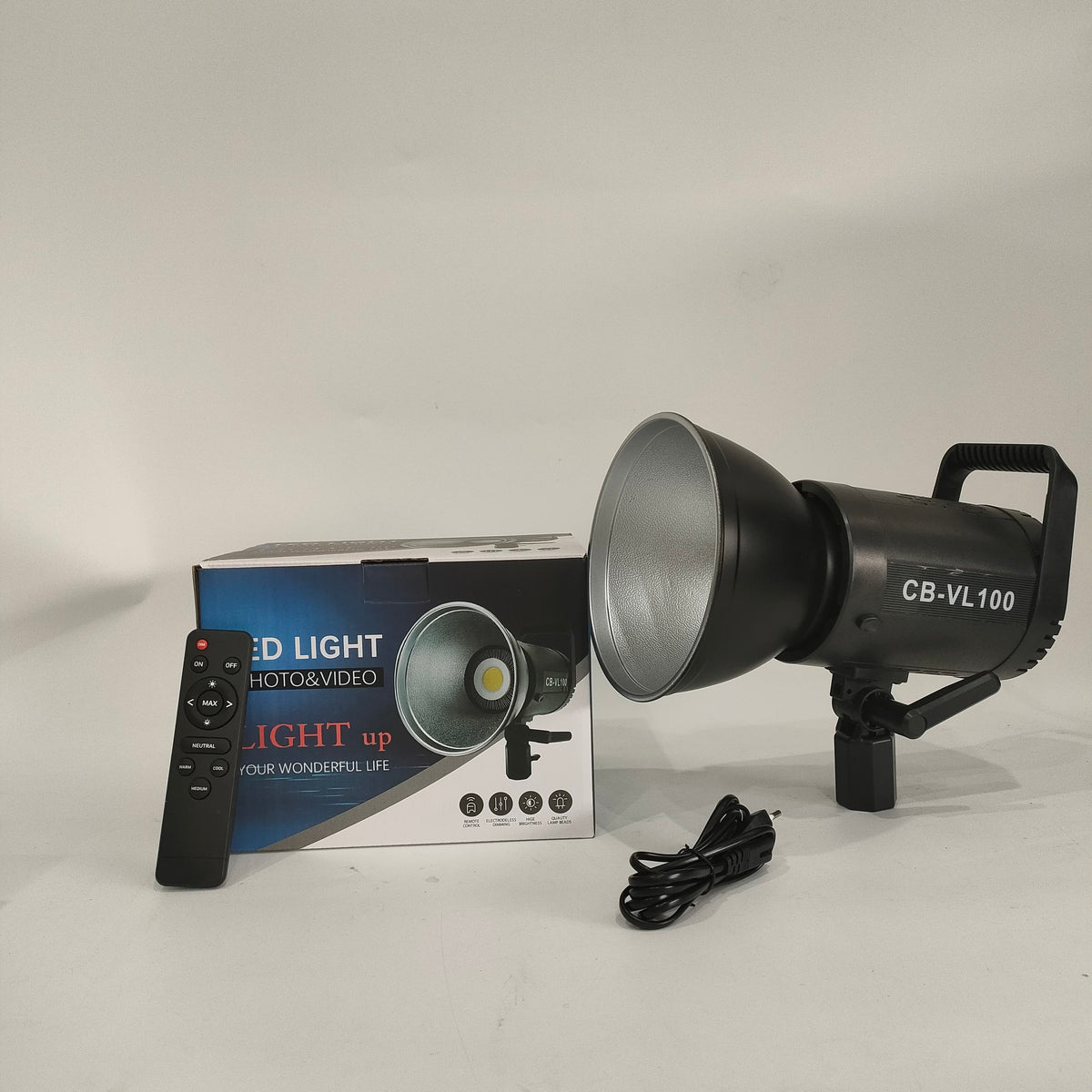 YUGAM CB-VL100W Photo & Video LED Light | Bowens Mount, 360° Free Rotation | Studio Fill Light for Professional Photography | Bi- Colour, 3200K-5500K Dimmable Remote Control - Warm White