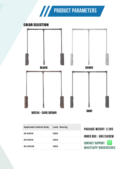Durable Aluminum Alloy Pull-down Closet Rod Wardrobe Lift Rail cloth lifter
