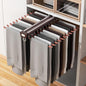 Pull-Out Pants Rack Organizer for Wardrobe, 20 Rod Sliding Trouser Hanger for Closet, Heavy Duty Space Saving Jeans & Pants Holder with Smooth Slide Rail, Grey Wardrobe Organizer