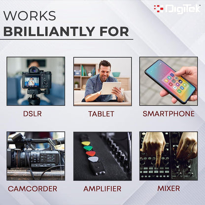 Digitek® (DWM 101) Wireless Microphone System with ANC Noise Reduction, 360° Sound Capture, 100M Range, Upto 12 Hrs Working Time, for DSLR Camera, Android & iOS Smartphones, Seamless Audio Recording