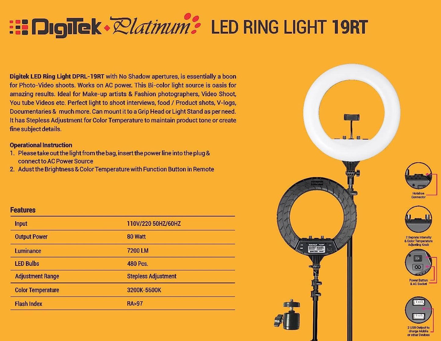 Digitek Platinum DPRL-19RT Professional LED Ring Light