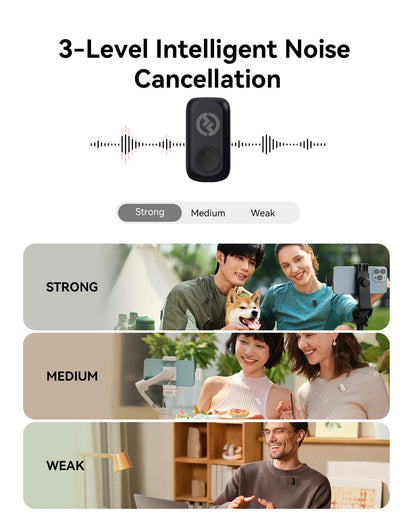Holyland Lark A1+ Combo Wireless Microphone for iPhone Android - 3-Level Noise Cancel, 200m Range