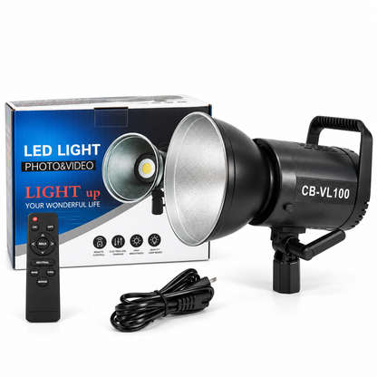 YUGAM CB-VL100W Photo & Video LED Light | Bowens Mount, 360° Free Rotation | Studio Fill Light for Professional Photography | Bi- Colour, 3200K-5500K Dimmable Remote Control - Warm White